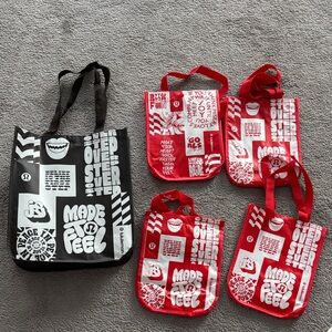 lululemon athletica Black and Red Graphic Tote Bags